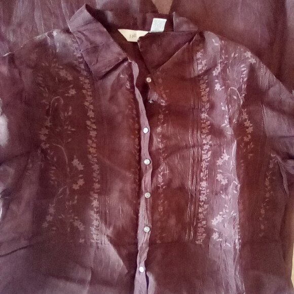 J.Jill Embroidered  Maxi Tall 100% Silk Duster / Cover Up 1X - Picture 2 of 6